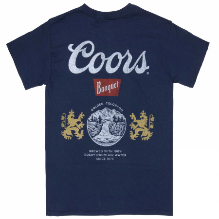 Coors Banquet Can Logo Front and Back Print Navy T-Shirt