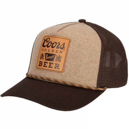 Coors Banquet Golden Beer Leather Patch Logo Trucker Hat