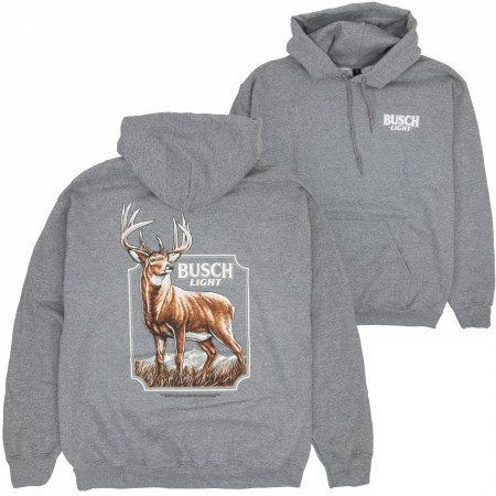 Busch Light Mountain Side Deer Front and Back Print Pull-Over Hoodie