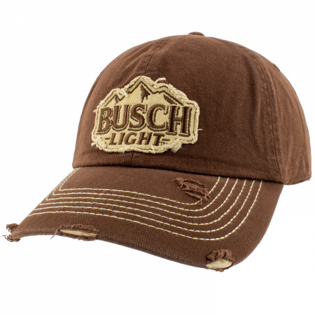 Busch Light Logo Distressed Brown Colorway Adjustable Hat