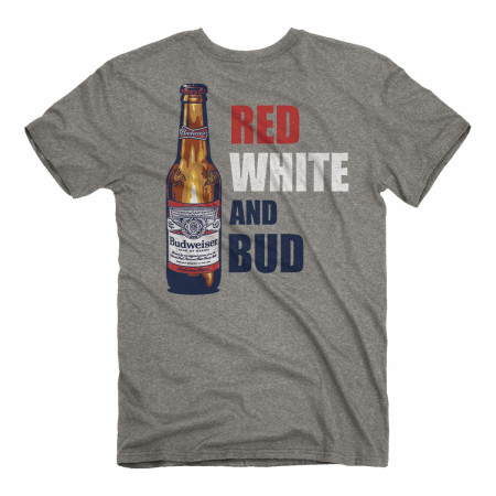 Budweiser Red White and Bud Front and Back Print T-Shirt