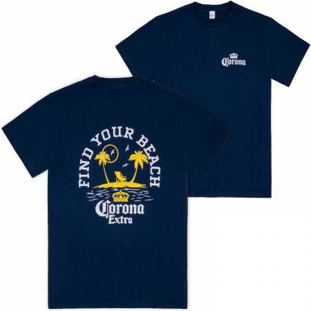 Corona Extra Vintage Palm Tree Island Front and Back Print T-Shirt