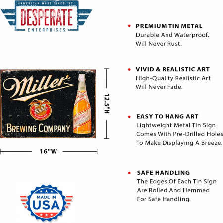 Miller Brewing Vintage Tin Sign