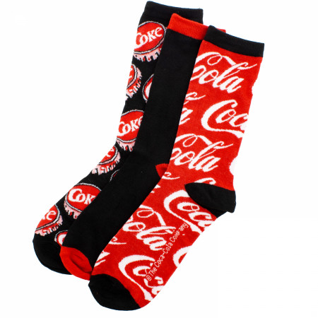 Coca-Cola Logo Adult Crew Socks 3-Pack