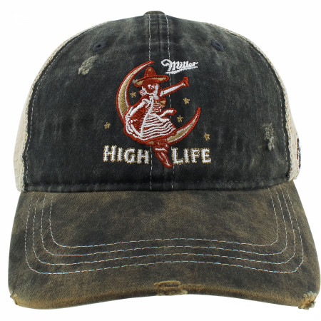 Miller High Life Girl In The Moon Starry Skies Mesh Trucker Hat