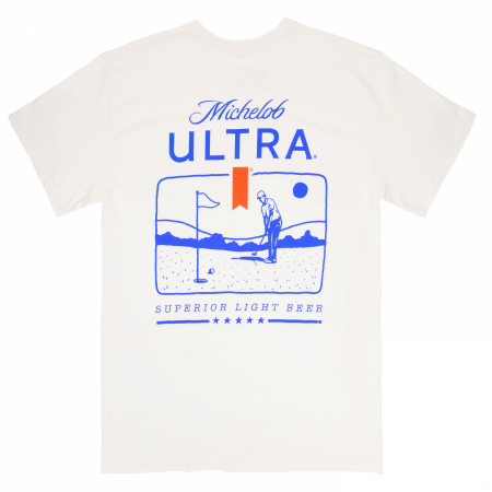 Michelob Ultra Golf Putting Beige Colorway Front & Back Print T-Shirt