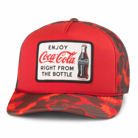 Coca-Cola Right From the Bottle Red Camo Mallard Foamy Adjustable Hat