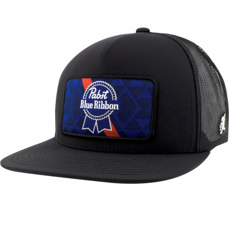 Pabst Blue Ribbon Logo Patch Black Trucker Hat