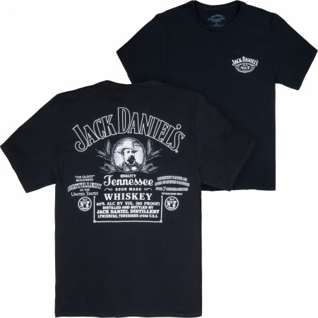 Jack Daniels Vintage Label Front & Back Print T-Shirt