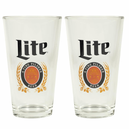 Miller Lite Classic Logo 2-Pack Pint Glass Set