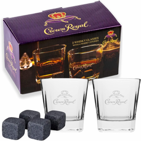 Crown Royal Whiskey Glasses and Whiskey Stone Set