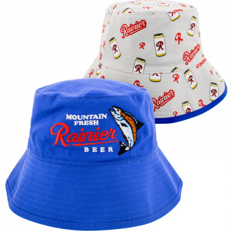 Rainier Beer Mountain Fresh Salmon Fishing Reversible Bucket Hat