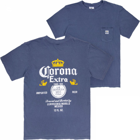 Corona Extra Crown Premium Super Soft Heavyweight Front Pocket Back-Print T-Shirt