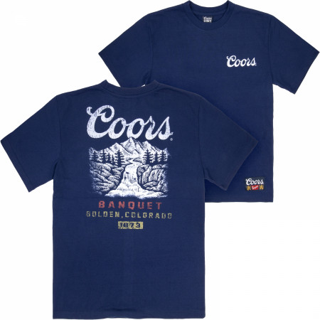 Coors Banquet Mountain Premium Super Soft Heavyweight Front and Back Print T-Shirt