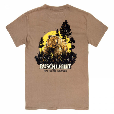Busch Light Wildlife Bear Front and Back Print T-Shirt