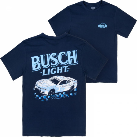 Busch Light Racing Car Front and Back Print T-Shirt