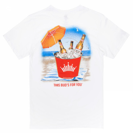 Budweiser Beach Bottles Front and Back Print T-Shirt