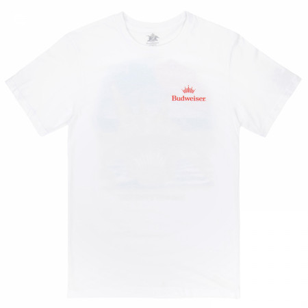 Budweiser Beach Bottles Front and Back Print T-Shirt
