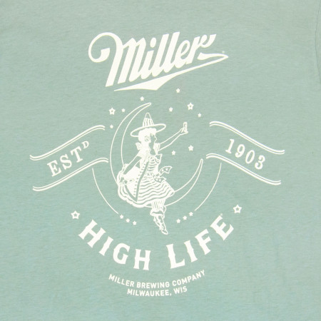 Miller High Life Girl in The Moon 1903 Logo Green Colorway T-Shirt