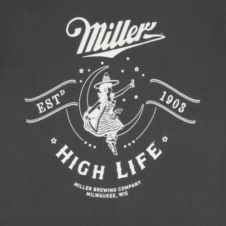 Miller High Life Girl in The Moon 1903 Logo Grey Colorway T-Shirt