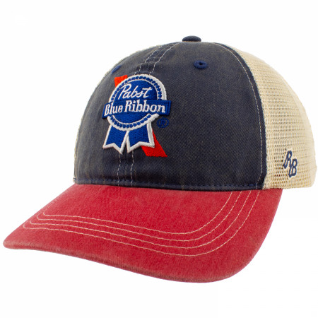 Pabst Blue Ribbon Logo 3 Tone Adjustable Trucker Hat