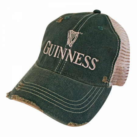 Guinness Distressed Retro Brand Men's Green Trucker Hat