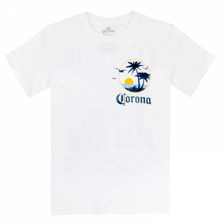 Corona Extra La Vida Mas Fina Beach Front and Back Print T-Shirt