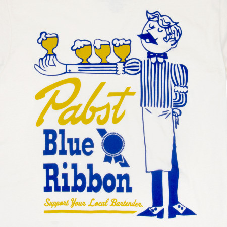 Pabst Blue Ribbon Support Your Local Bartender White Colorway T-Shirt