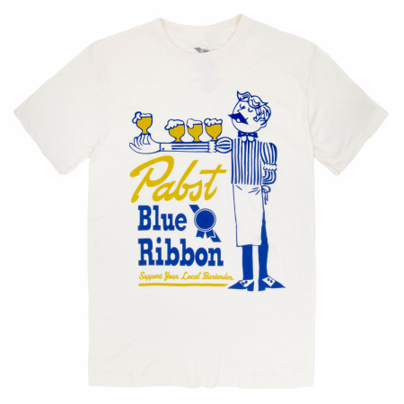 Pabst Blue Ribbon Support Your Local Bartender White Colorway T-Shirt