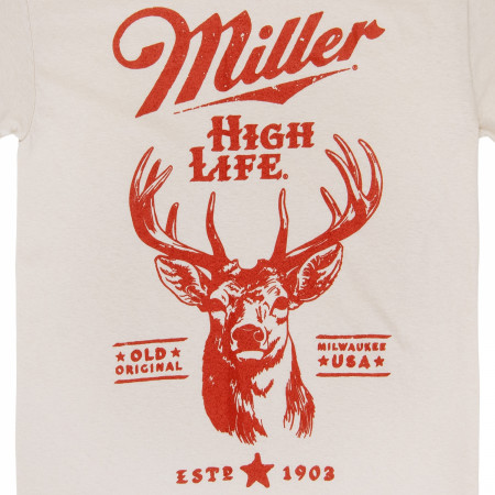Miller High Life Vintage Deer Logo Beige Colorway T-Shirt