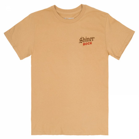 Shiner Bock Bottle Label Orange Colorway Front and Back Print T-Shirt