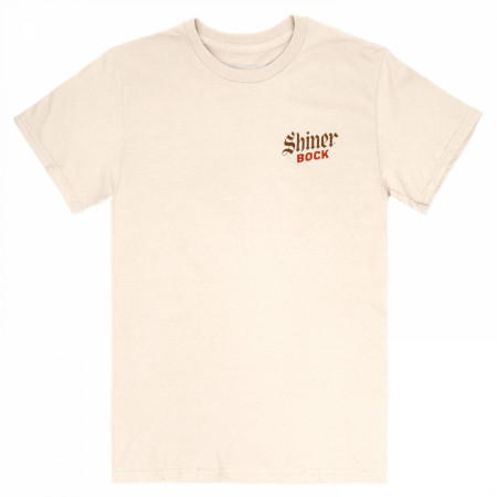 Shiner Bock Bottle Label Beige Colorway Front and Back Print T-Shirt