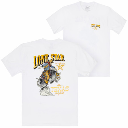 Lone Star Beer Blazing Saddles White Front and Back Print T-Shirt
