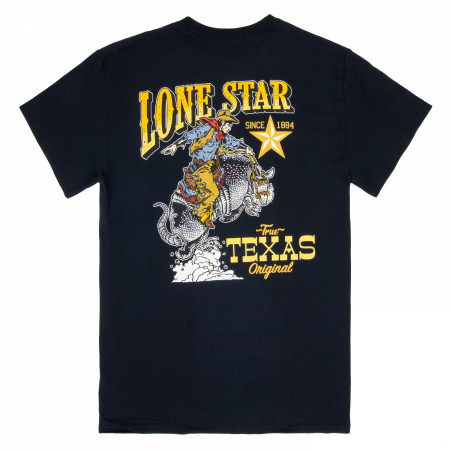 Lone Star Beer Blazing Saddles Black Front and Back Print T-Shirt