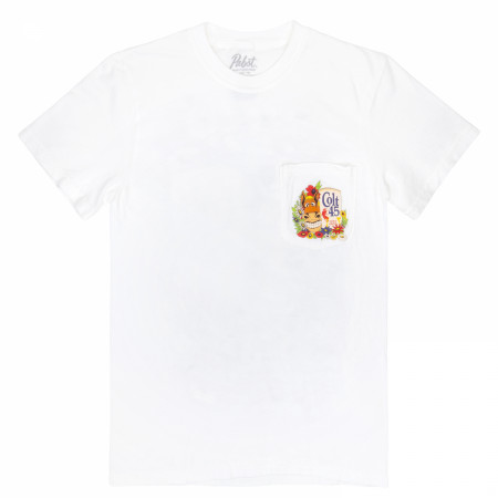 Colt 45 Floral White Front and Back Print T-Shirt
