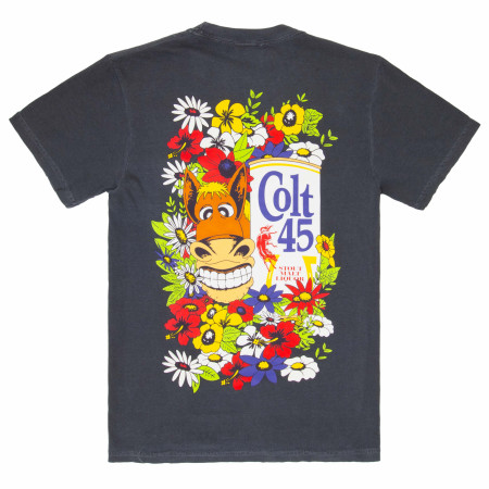 Colt 45 Floral Black Front and Back Print T-Shirt
