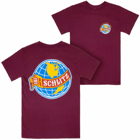 Schlitz World Logo Red Front and Back Print T-Shirt