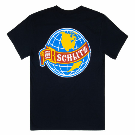 Schlitz World Logo Black Front and Back Print T-Shirt