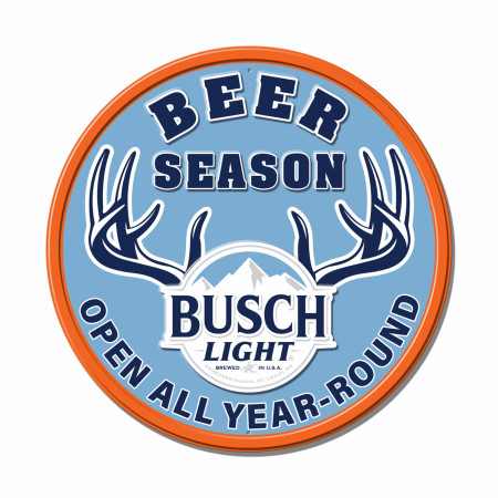Busch Light Beer Season Round Fully Embossed Aluminum Sign