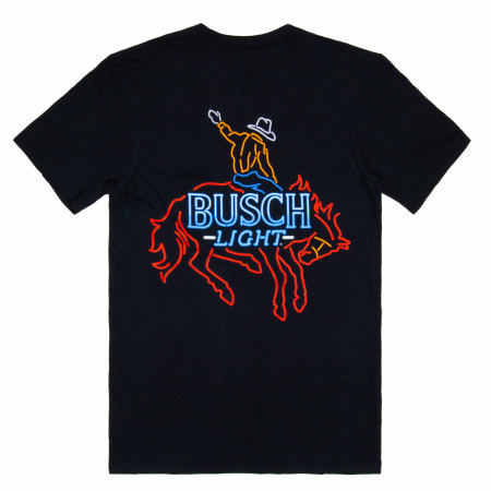 Busch Light Neon Cowboy Front and Back Print T-Shirt