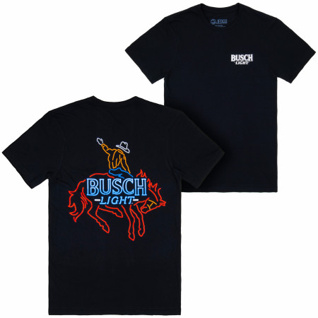 Busch Light Neon Cowboy Front and Back Print T-Shirt