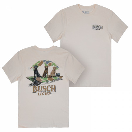 Busch Light Camo Boat Dogs Front and Back Print T-Shirt