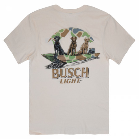 Busch Light Camo Boat Dogs Front and Back Print T-Shirt