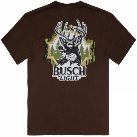 Busch Light Hunting Can Art Deer Overlook Front Back Print T-Shirt