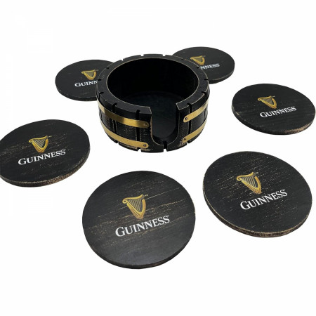 Guinness Beer Wooden Coaster Set with Holder - 6 Pack