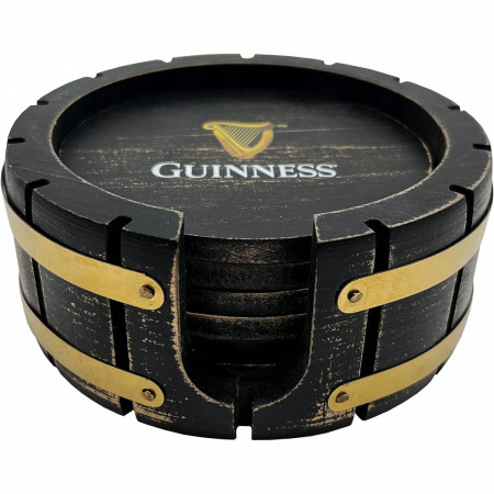 Guinness Beer Wooden Coaster Set with Holder - 6 Pack