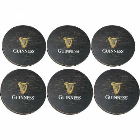 Guinness Beer Wooden Coaster Set with Holder - 6 Pack