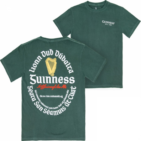 Guinness Irish Label Front Back Print Mineral Wash Premium T-Shirt