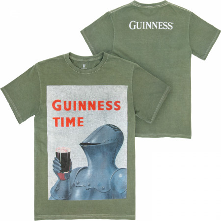 Guinness Time Medieval Knight Front Back Print Mineral Wash Premium T-Shirt