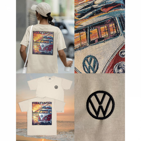 Volkswagen Sunset Embroidered Tapestry Front and Back T-Shirt
